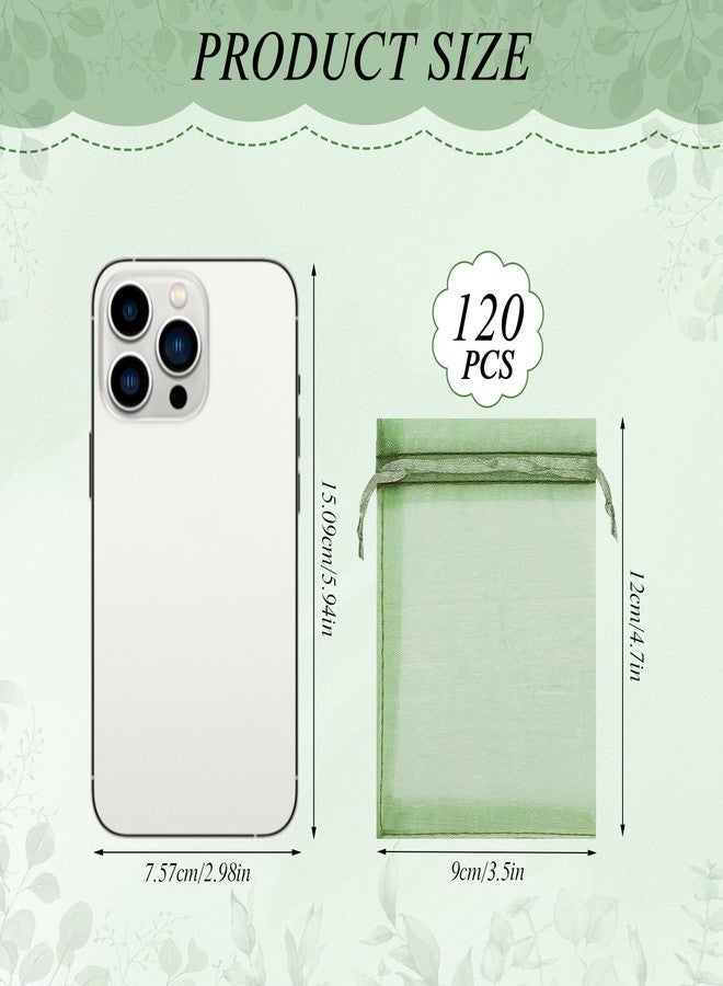 woric 120PCS Sage Green Small Mesh Bags 3.5x4.7 Inch Organza Bags with Drawstring Mini Mesh Gift Bag Jewelry Pouches for Wedding Bridal Shower Baby Shower Birthday Party Favor - Image 2